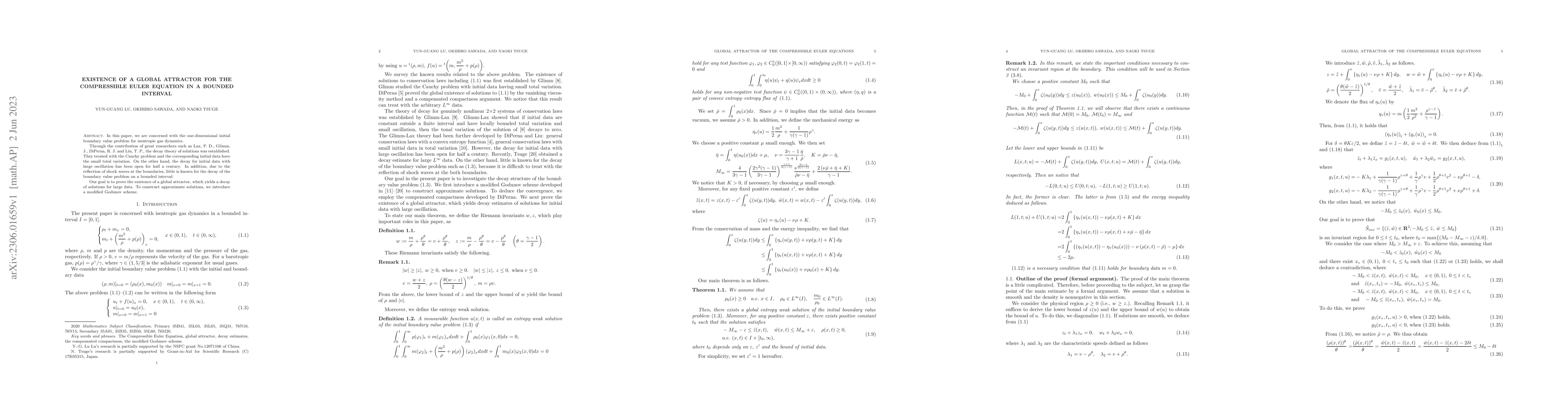 Thumbnail for Existence of a global attractor for the compressible Euler equation in a
  bounded interval
