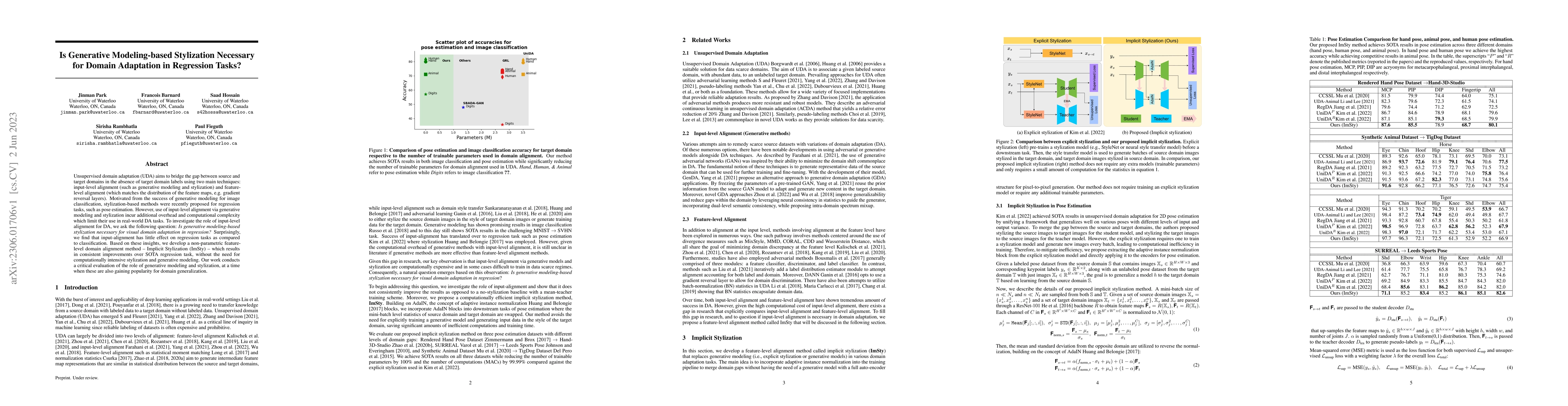 Thumbnail for Is Generative Modeling-based Stylization Necessary for Domain Adaptation
  in Regression Tasks?