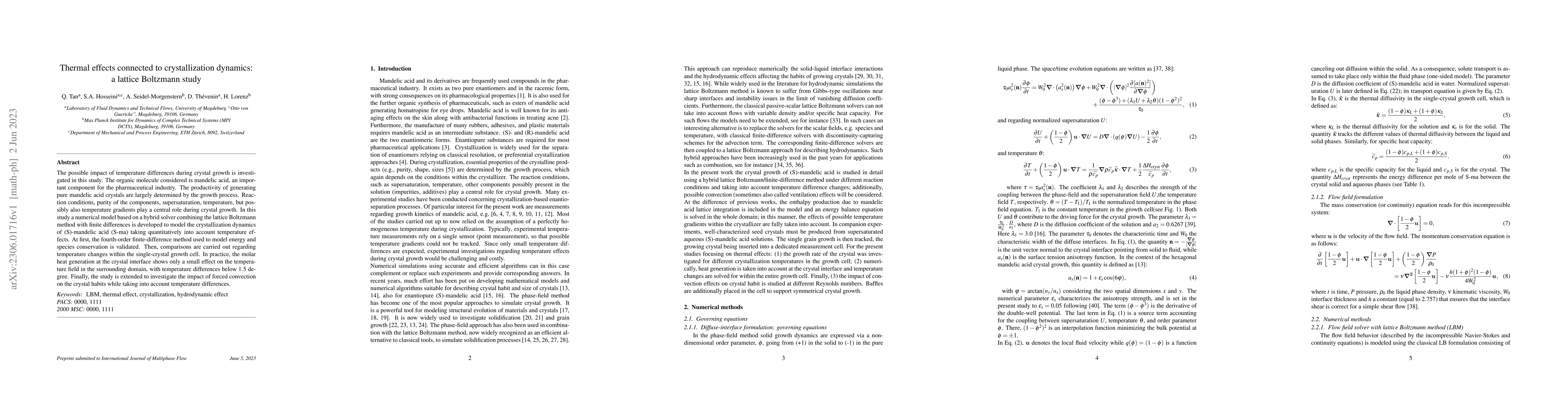 Thumbnail for Thermal effects connected to crystallization dynamics: a lattice
  Boltzmann study