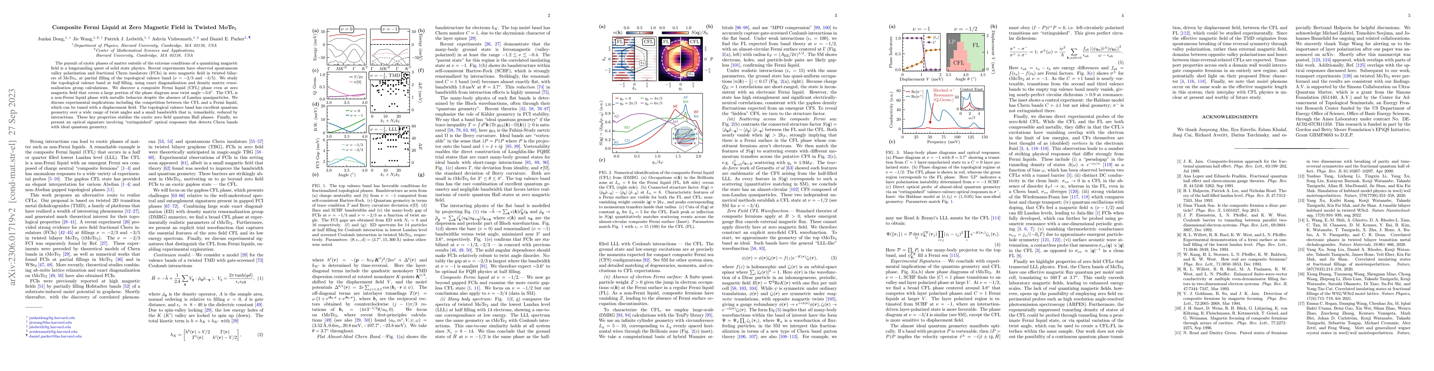 Thumbnail for Composite Fermi Liquid at Zero Magnetic Field in Twisted MoTe$_2$