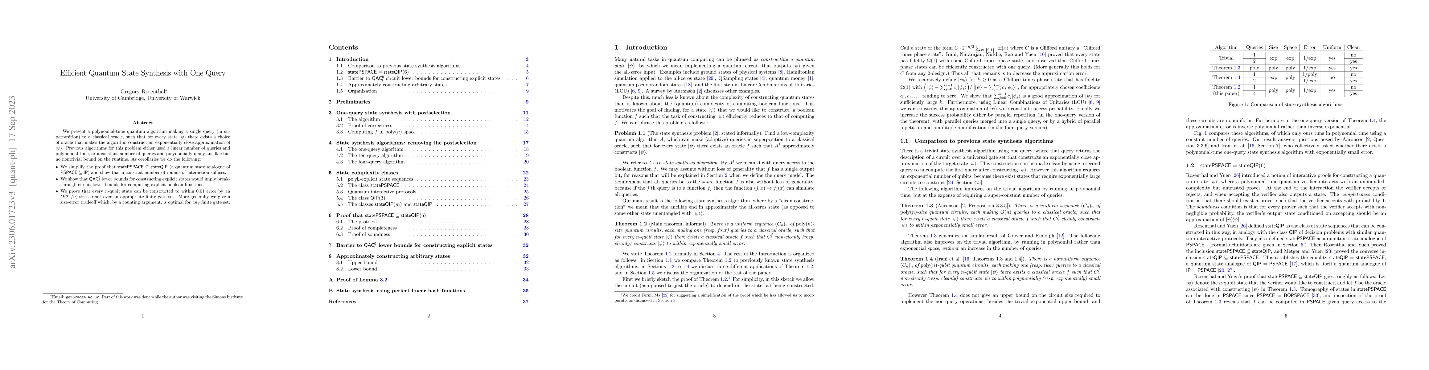 Thumbnail for Efficient Quantum State Synthesis with One Query