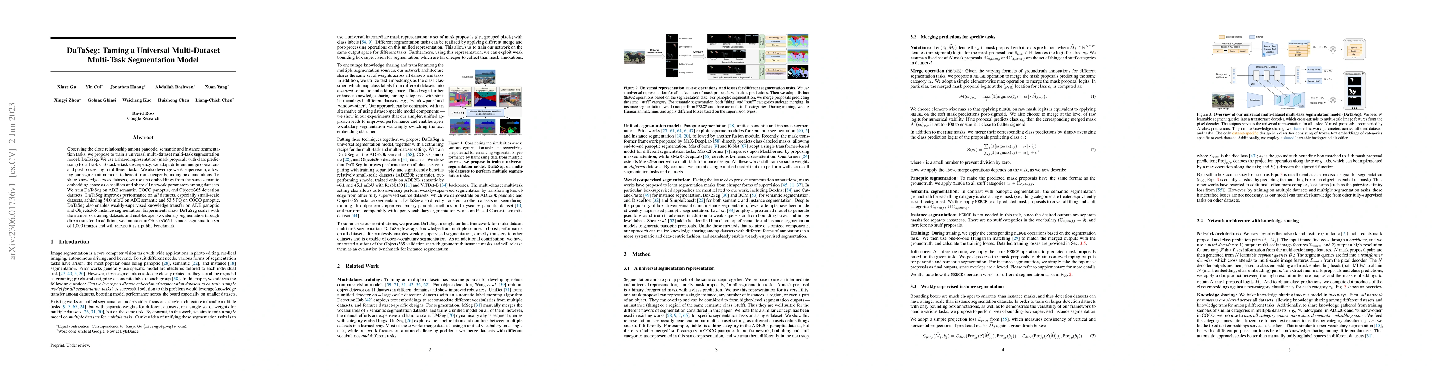 Thumbnail for DaTaSeg: Taming a Universal Multi-Dataset Multi-Task Segmentation Model