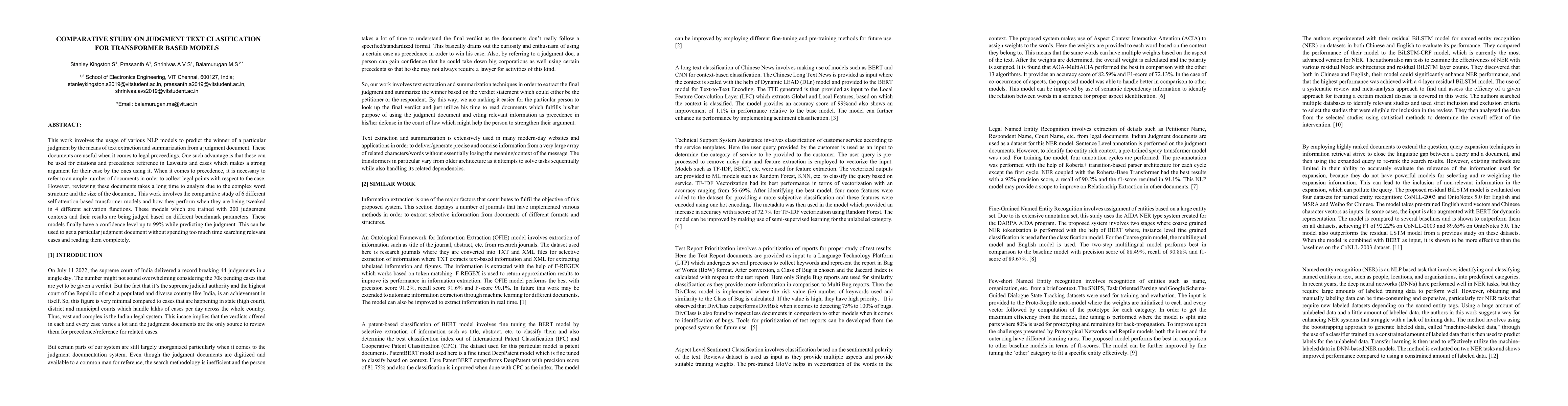 Thumbnail for Comparative study on Judgment Text Classification for Transformer Based
  Models