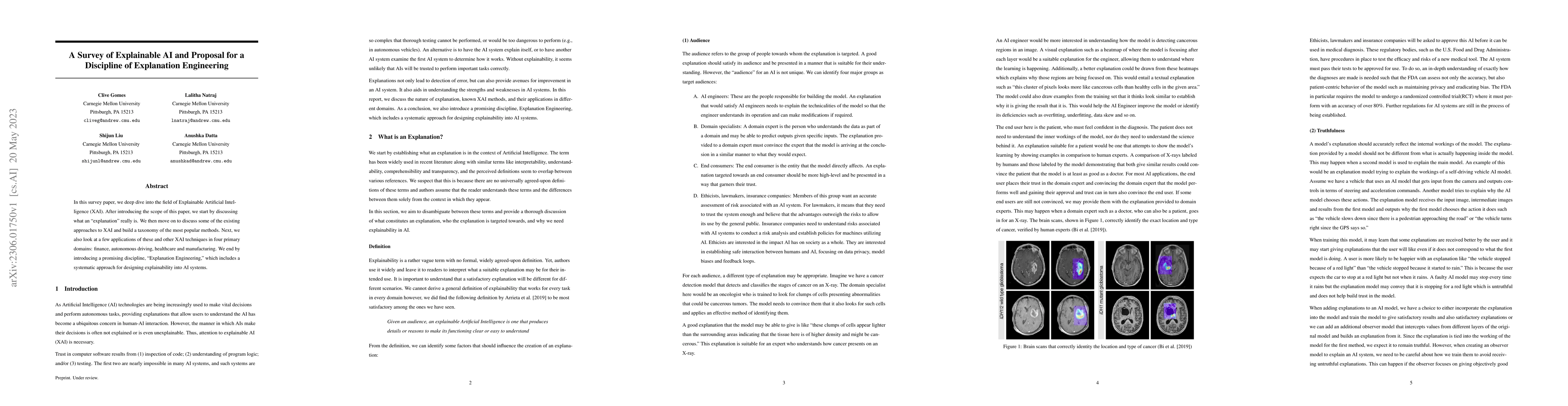 Thumbnail for A Survey of Explainable AI and Proposal for a Discipline of Explanation
  Engineering