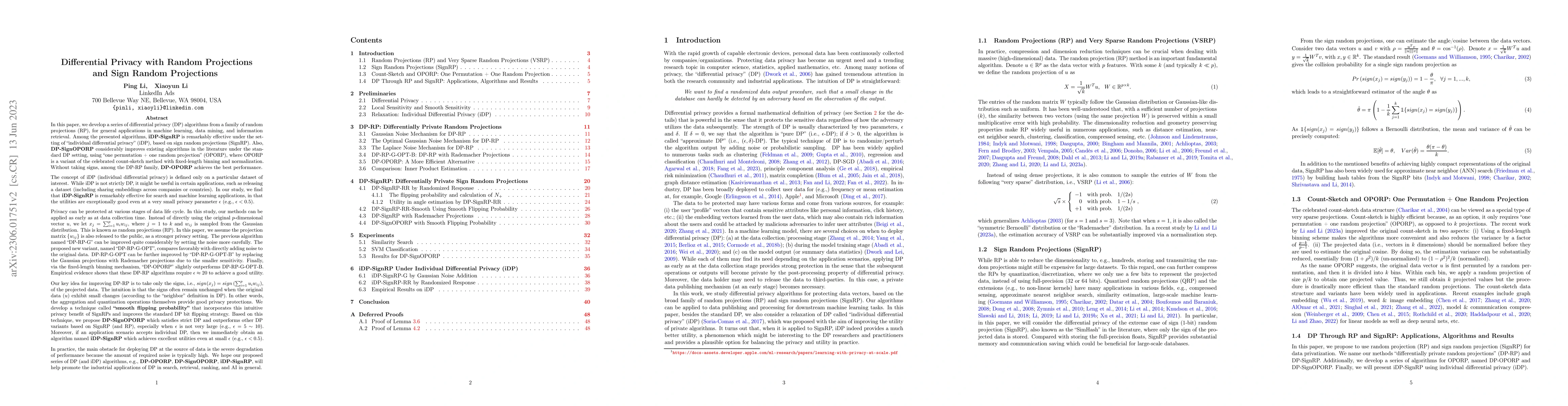 Thumbnail for Differential Privacy with Random Projections and Sign Random Projections