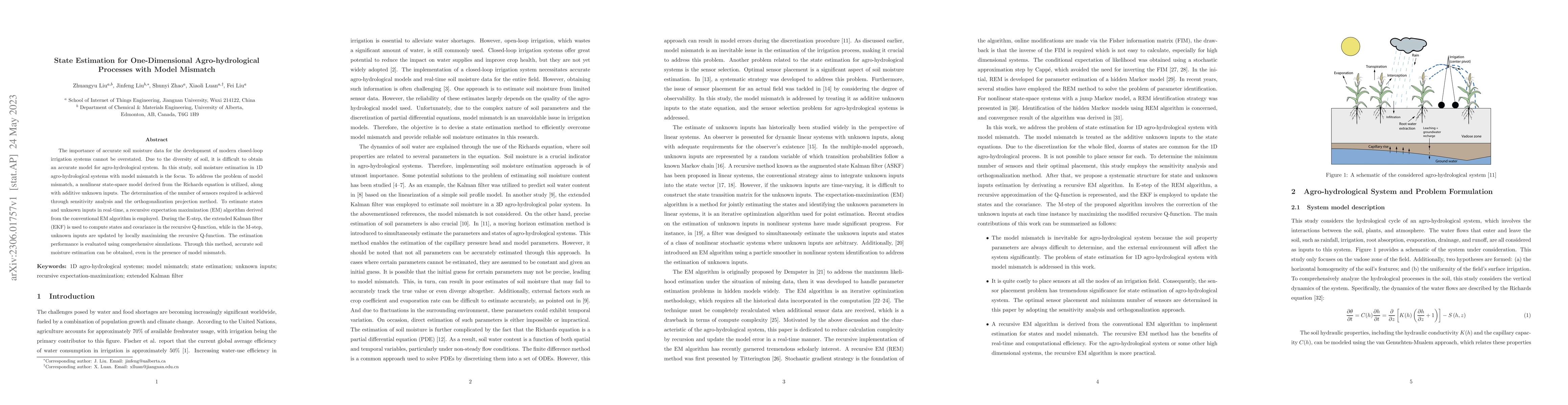 Thumbnail for State estimation for one-dimensional agro-hydrological processes with
  model mismatch