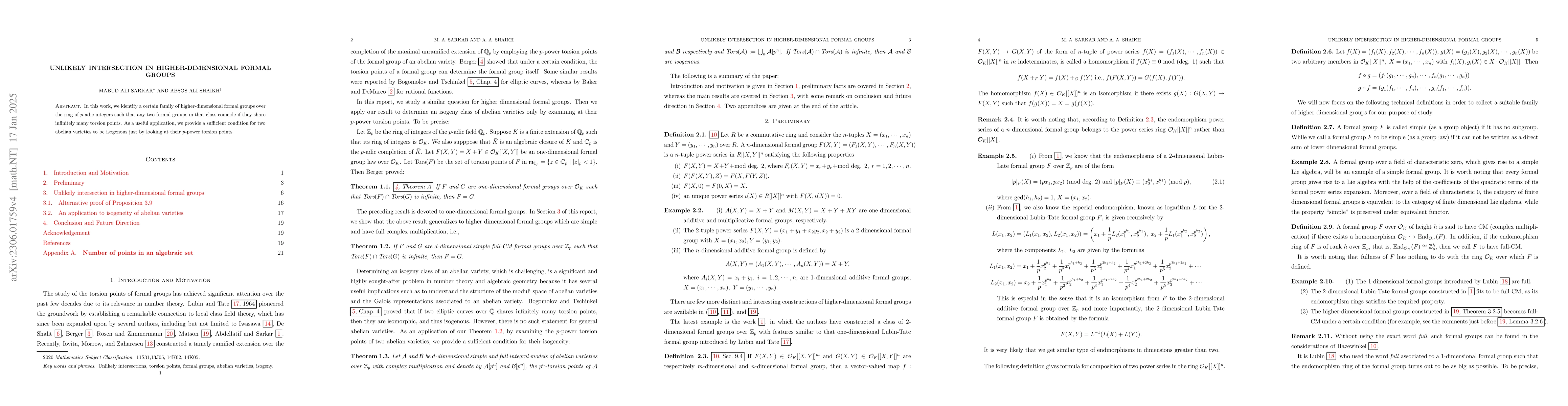 Thumbnail for Unlikely intersection in higher-dimensional formal groups and $p$-adic
  dynamical systems