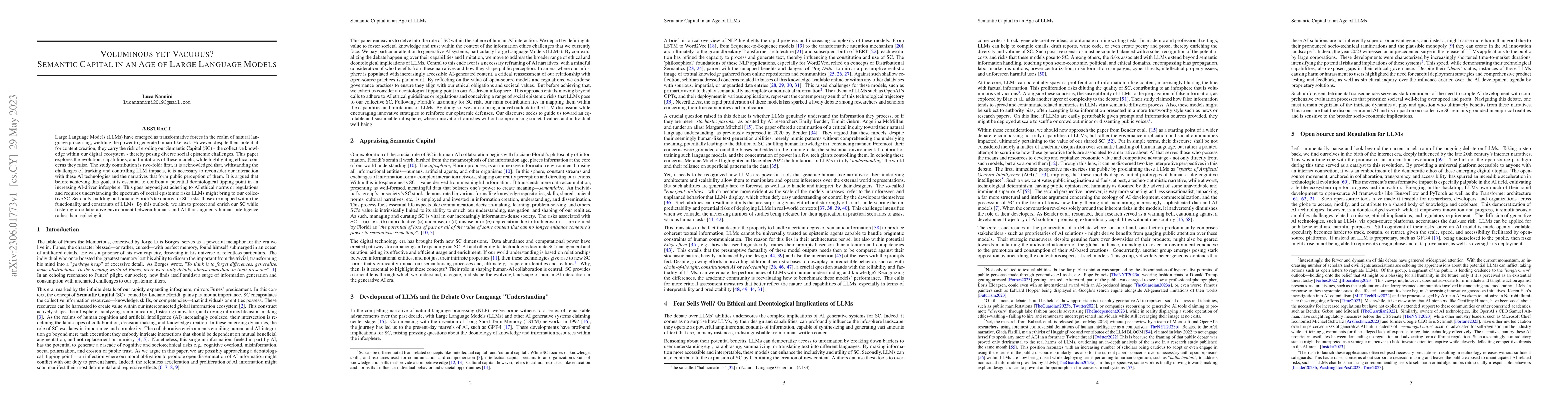 Thumbnail for Voluminous yet Vacuous? Semantic Capital in an Age of Large Language
  Models