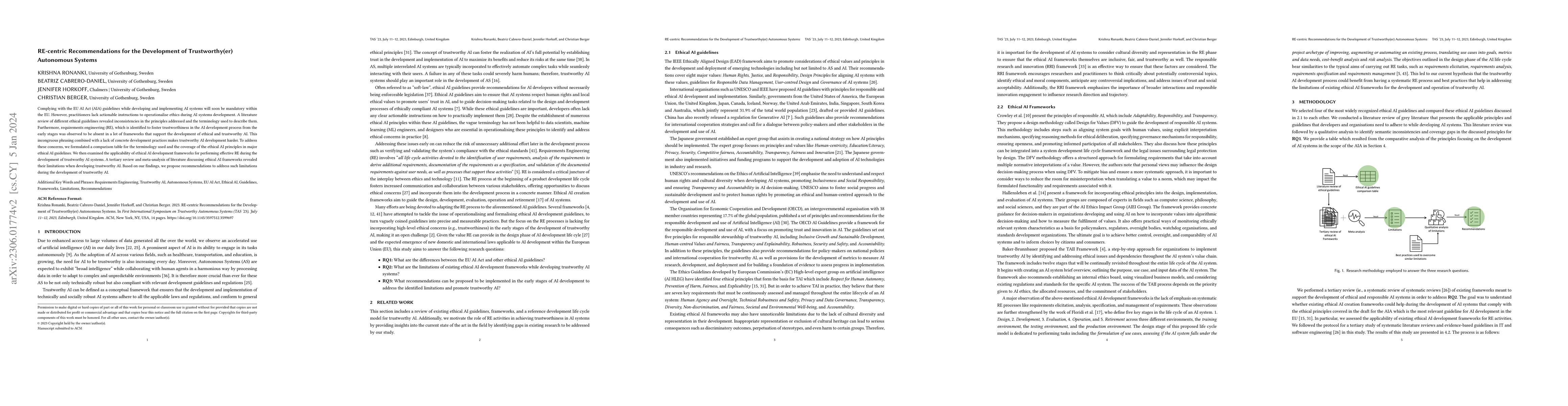 Thumbnail for RE-centric Recommendations for the Development of Trustworthy(er)
  Autonomous Systems