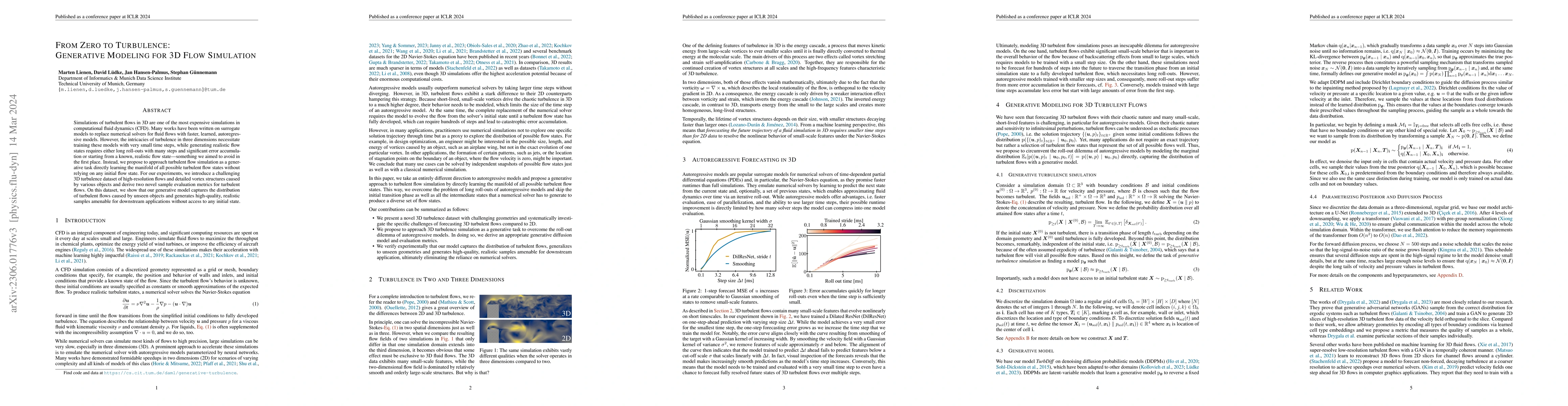 Thumbnail for From Zero to Turbulence: Generative Modeling for 3D Flow Simulation