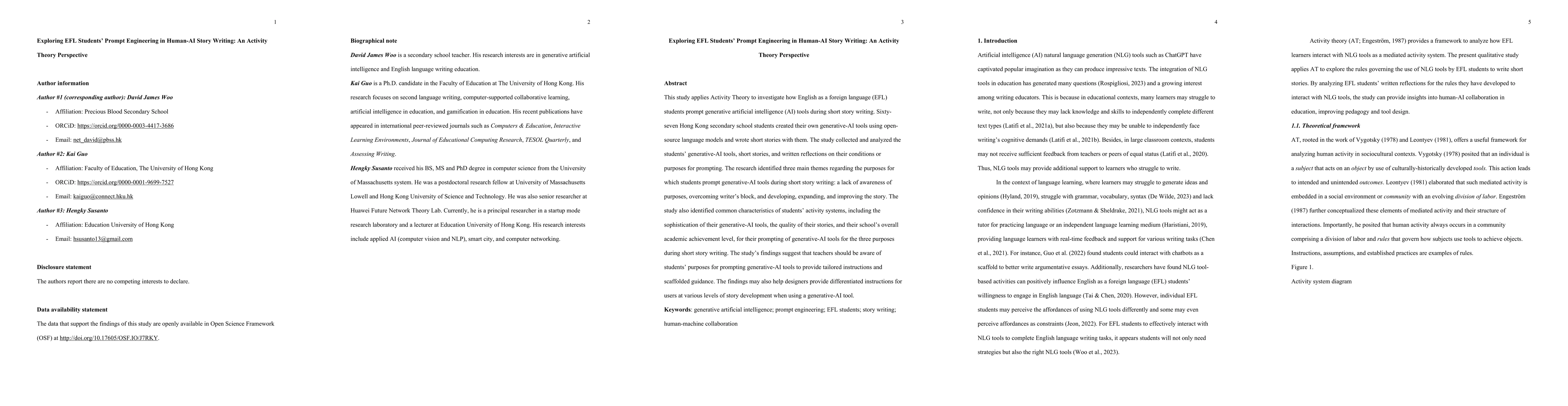 Thumbnail for Exploring EFL students' prompt engineering in human-AI story writing: an
  Activity Theory perspective