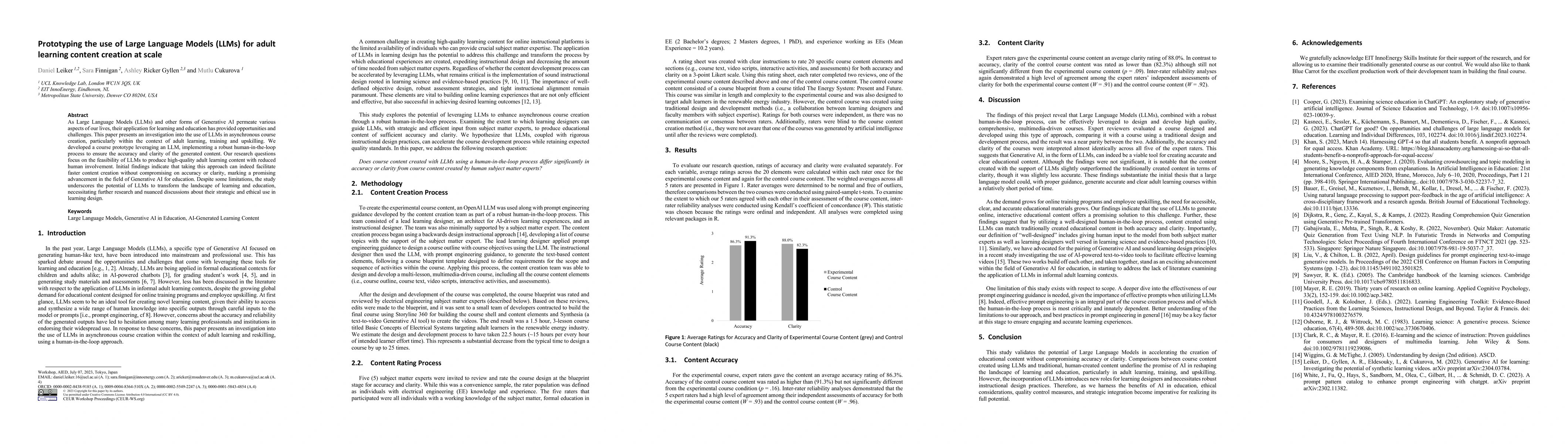 Thumbnail for Prototyping the use of Large Language Models (LLMs) for adult learning
  content creation at scale