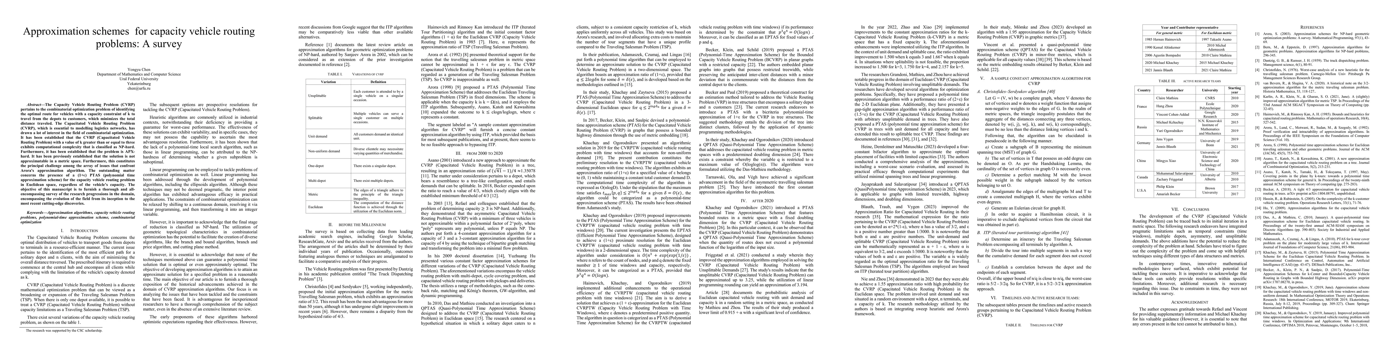 Thumbnail for Approximation schemes for capacity vehicle routing problems: A survey