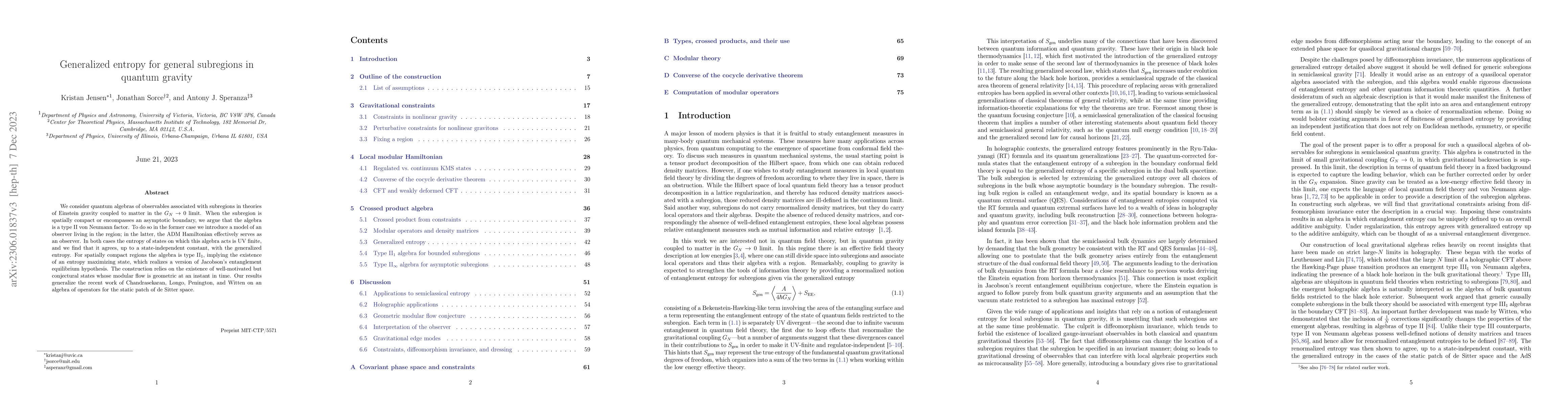 Thumbnail for Generalized entropy for general subregions in quantum gravity