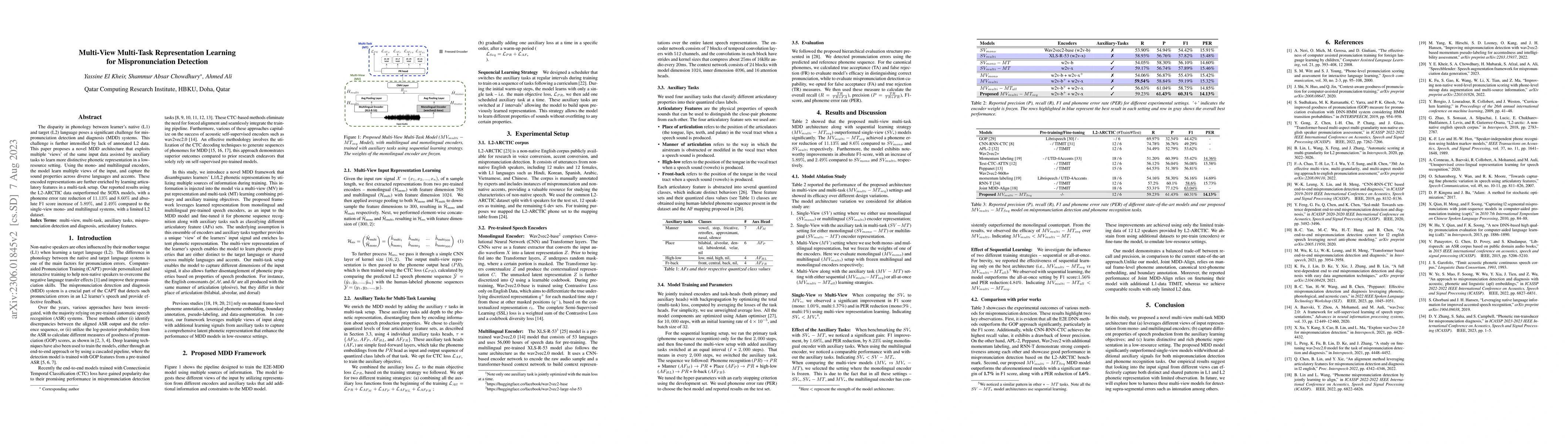 Thumbnail for Multi-View Multi-Task Representation Learning for Mispronunciation
  Detection