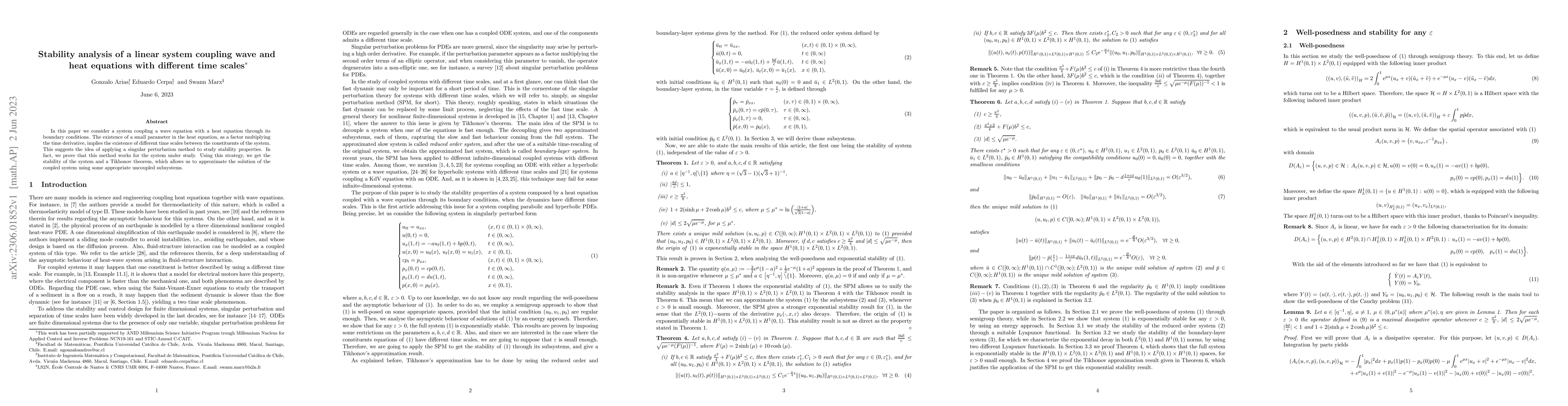 Thumbnail for Stability analysis of a linear system coupling wave and heat equations
  with different time scales