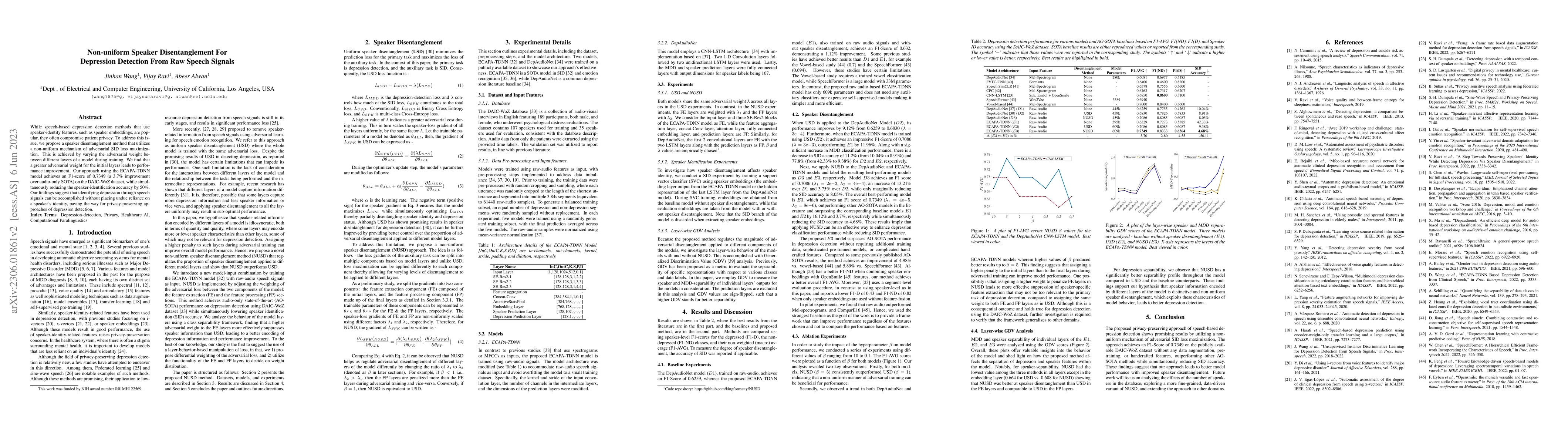 Thumbnail for Non-uniform Speaker Disentanglement For Depression Detection From Raw
  Speech Signals