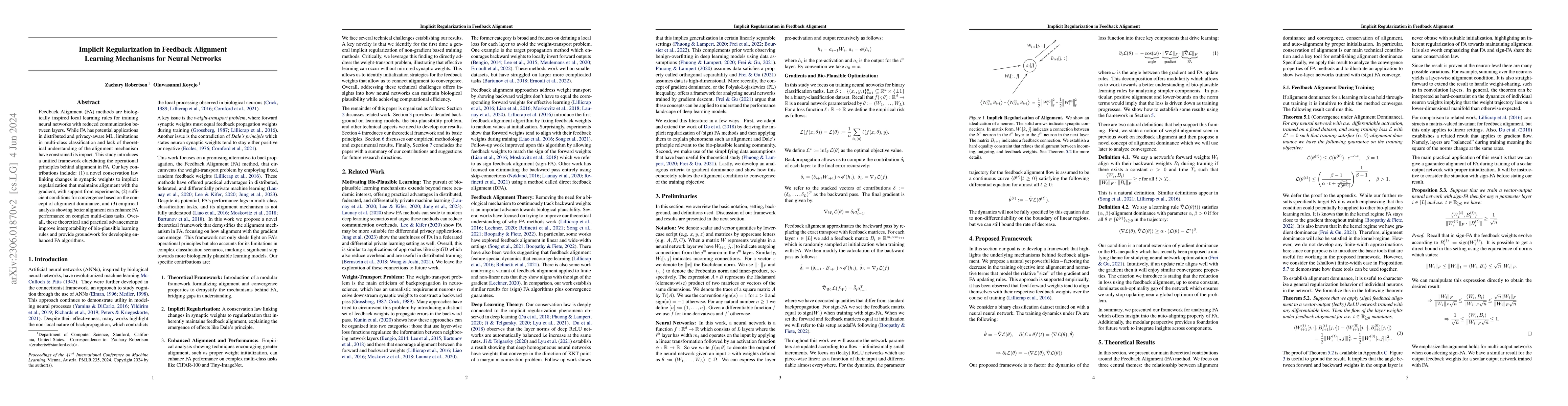Thumbnail for Implicit Regularization in Feedback Alignment Learning Mechanisms for
  Neural Networks