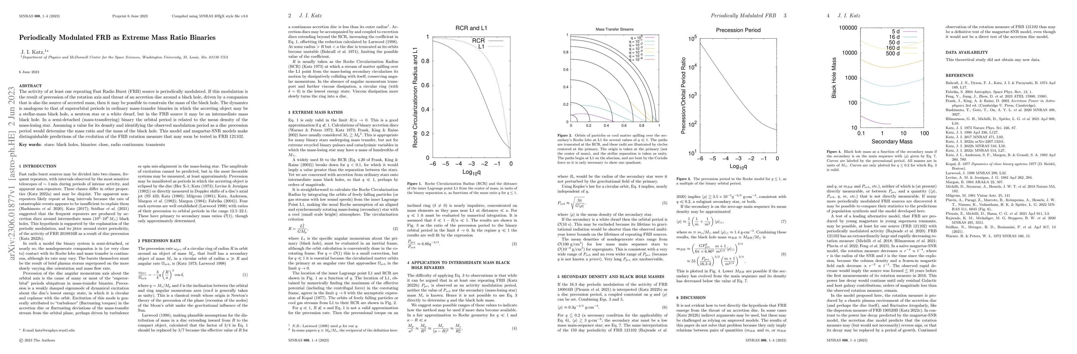 Thumbnail for Periodically Modulated FRB as Extreme Mass Ratio Binaries