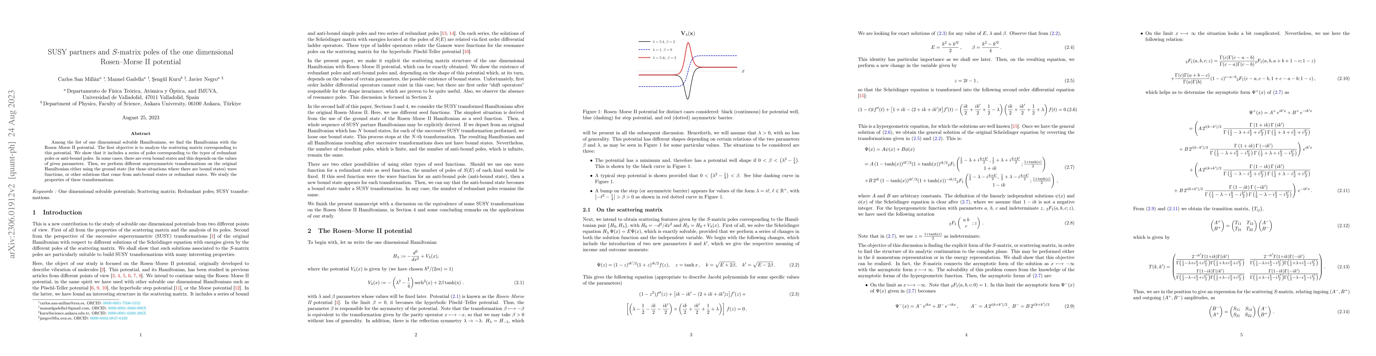 Thumbnail for SUSY partners and $S$-matrix poles of the one dimensional Rosen-Morse II
  Hamiltonian