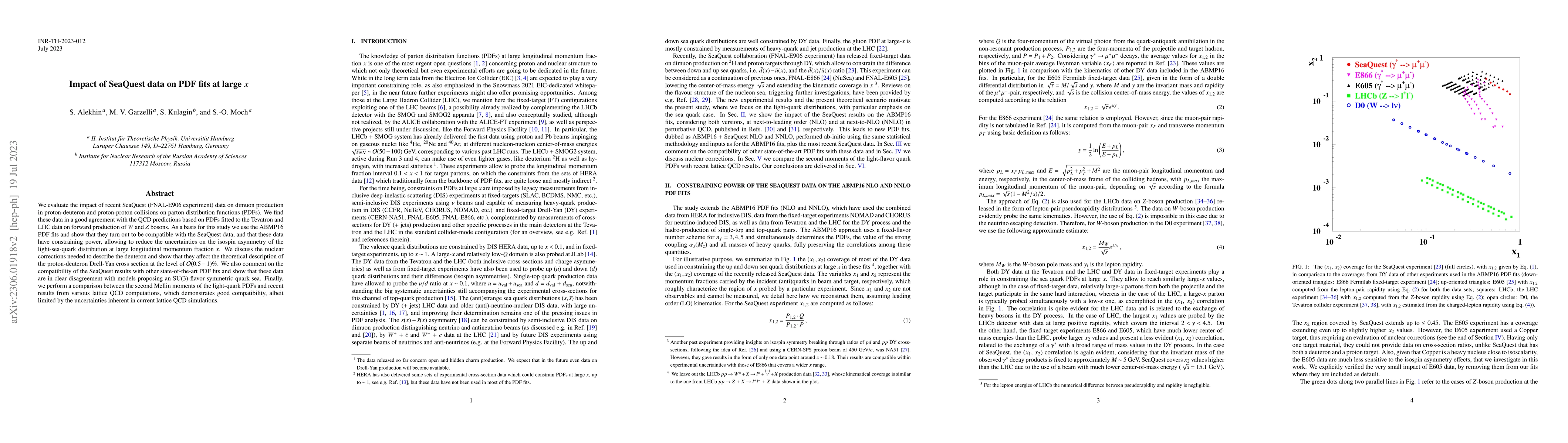 Thumbnail for Impact of SeaQuest data on PDF fits at large $x$