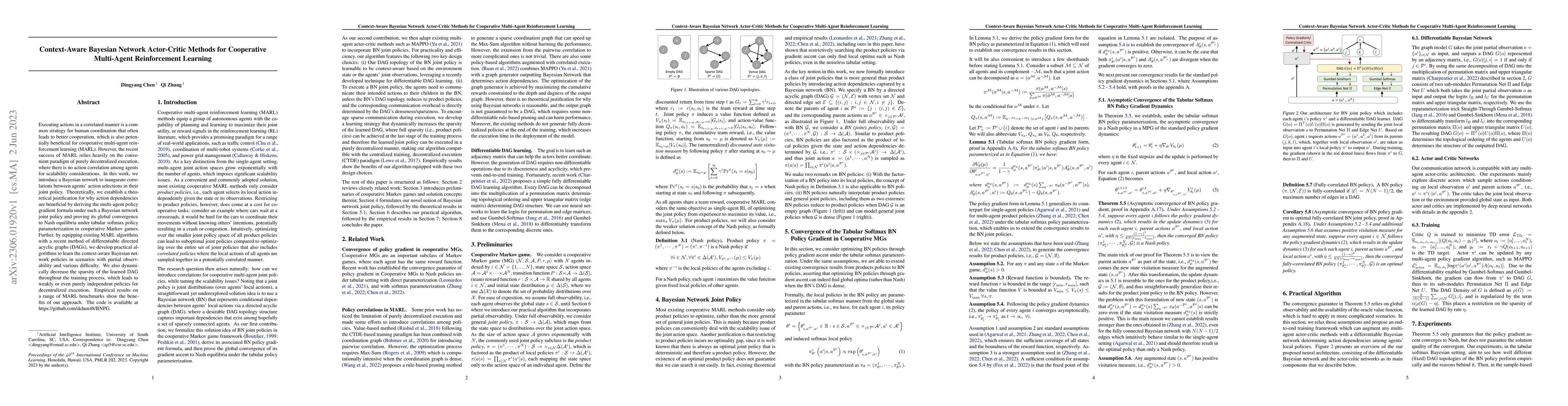 Thumbnail for Context-Aware Bayesian Network Actor-Critic Methods for Cooperative
  Multi-Agent Reinforcement Learning