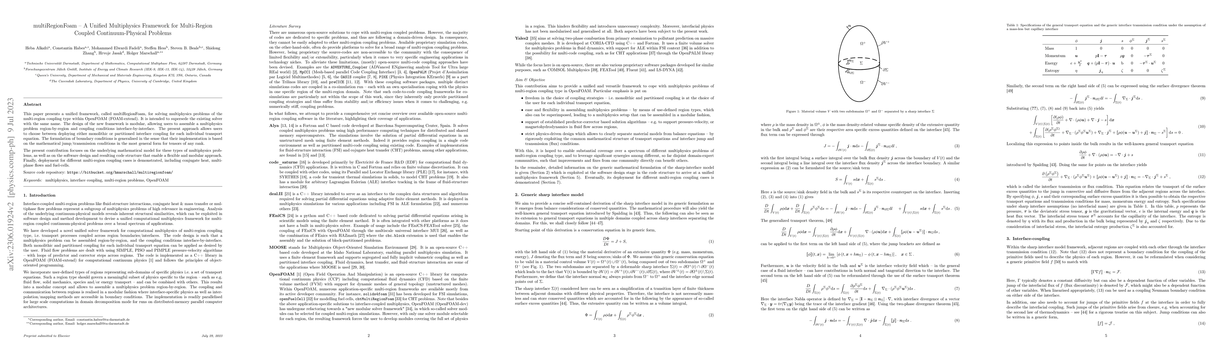 Thumbnail for multiRegionFoam -- A Unified Multiphysics Framework for Multi-Region
  Coupled Continuum-Physical Problems