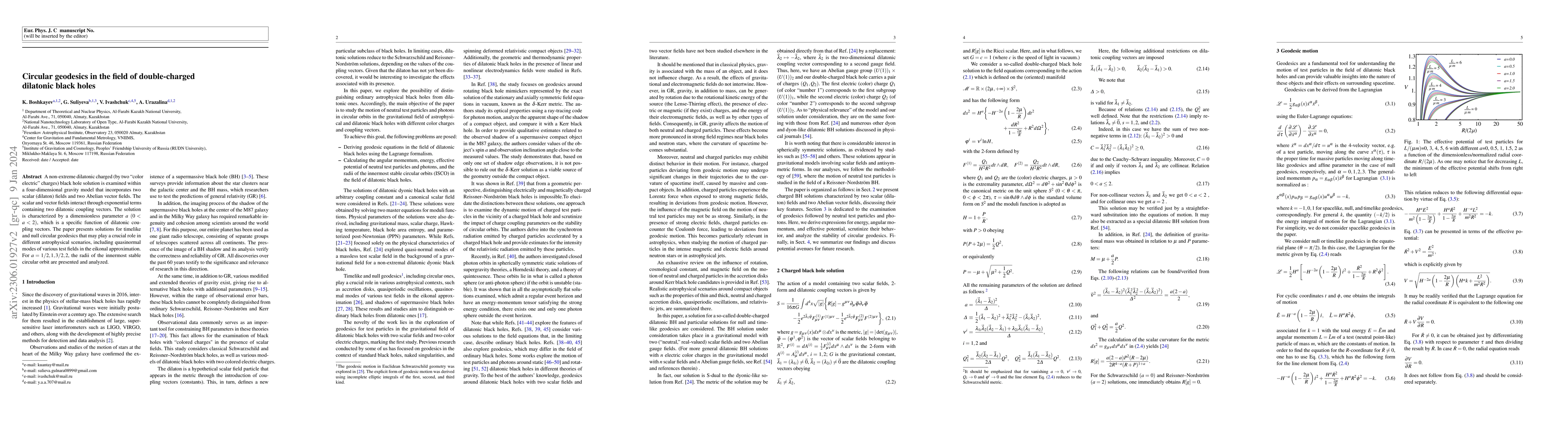 Thumbnail for Circular geodesics in the field of double-charged dilatonic black holes