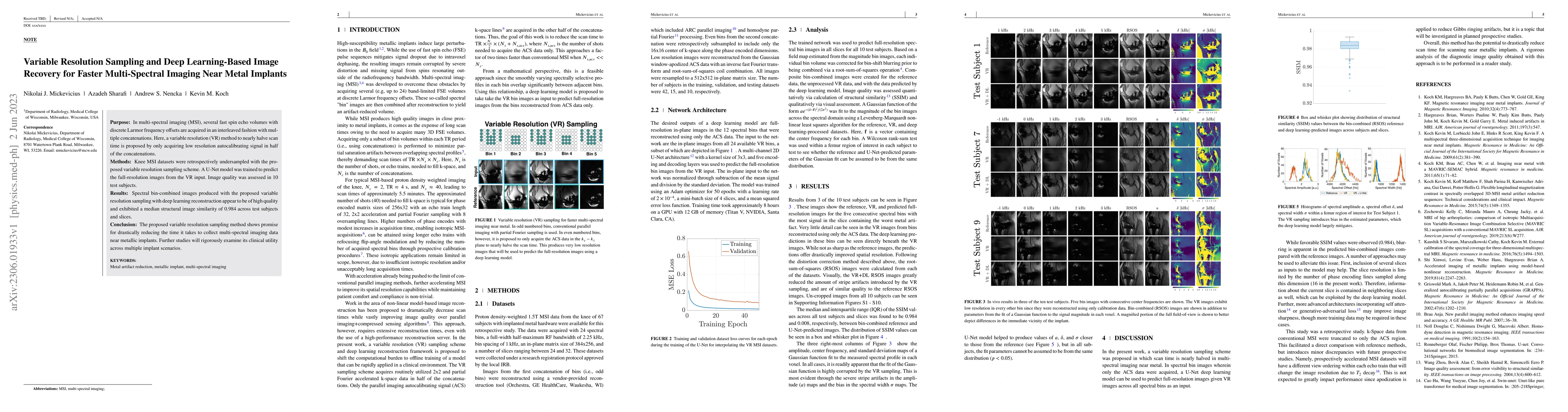 Thumbnail for Variable Resolution Sampling and Deep Learning-Based Image Recovery for
  Faster Multi-Spectral Imaging Near Metal Implants