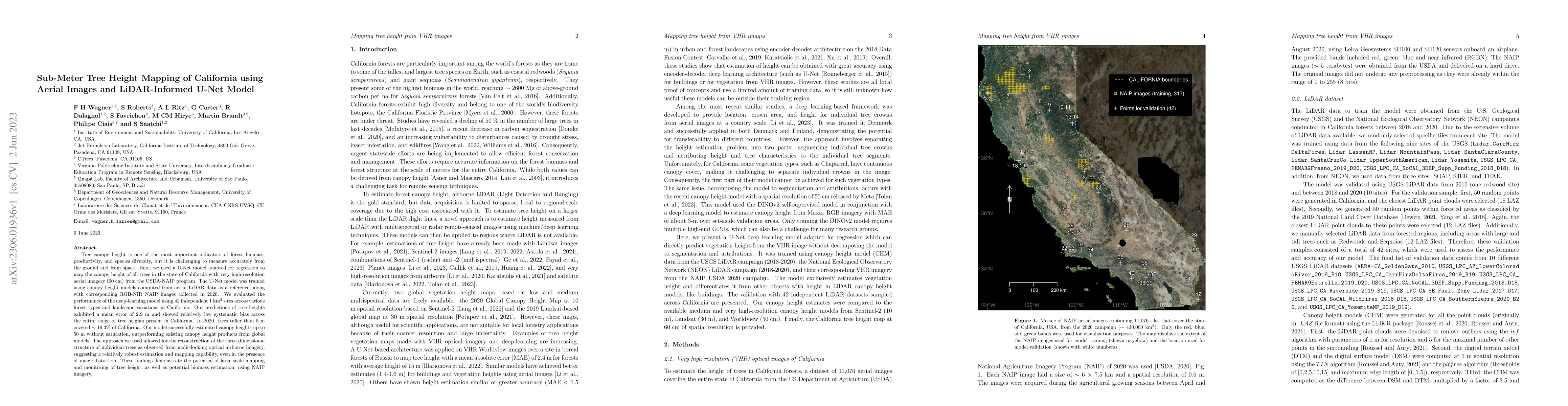 Thumbnail for Sub-Meter Tree Height Mapping of California using Aerial Images and
  LiDAR-Informed U-Net Model