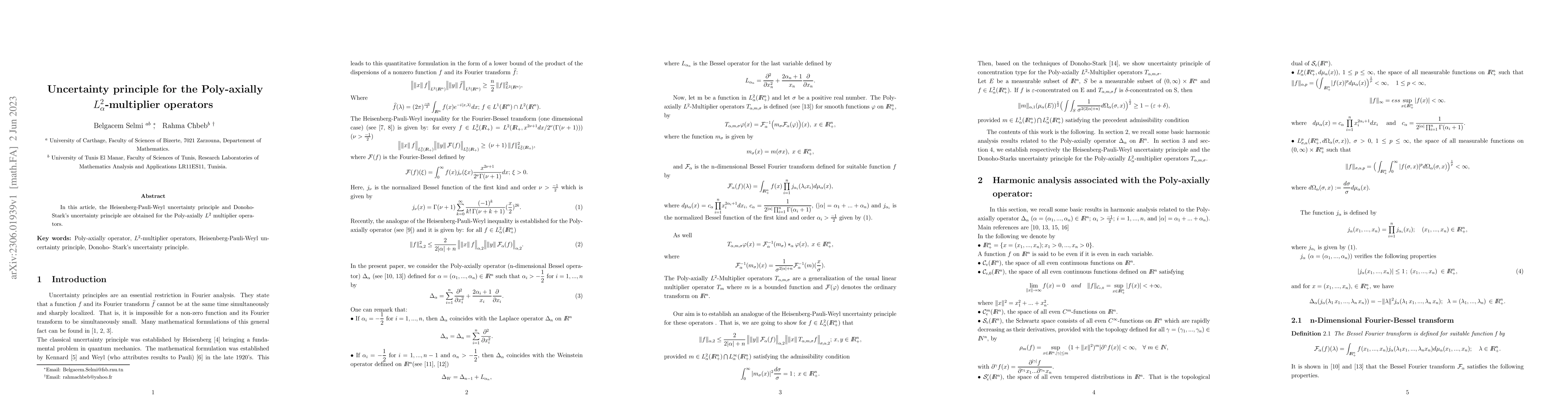 Thumbnail for Uncertainty principle for the Poly-axially L 2 {\alpha} -multiplier
  operators