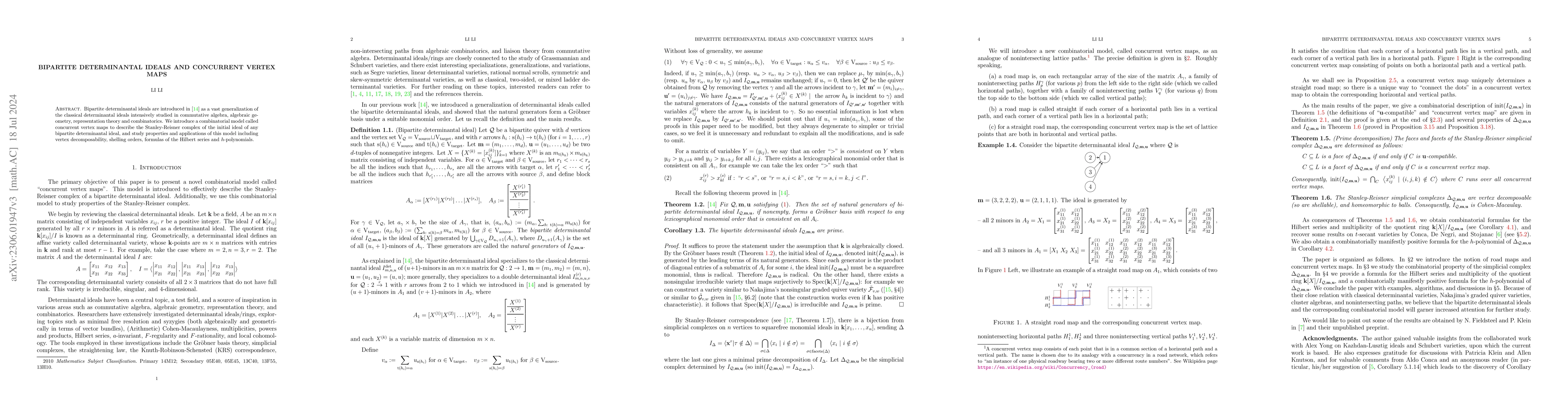 Thumbnail for Bipartite Determinantal Ideals and concurrent vertex maps