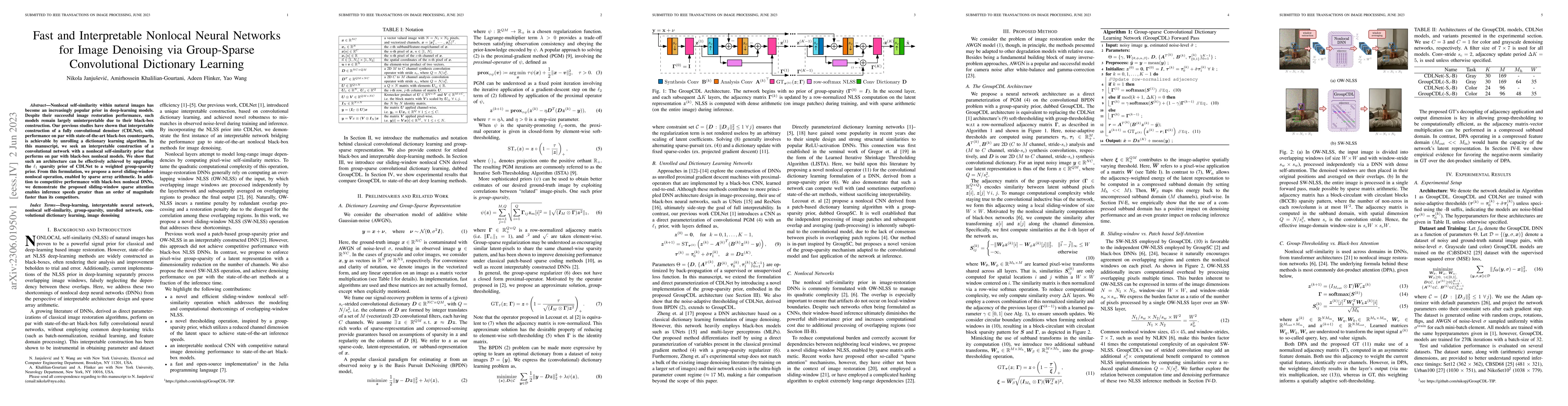 Thumbnail for Fast and Interpretable Nonlocal Neural Networks for Image Denoising via
  Group-Sparse Convolutional Dictionary Learning