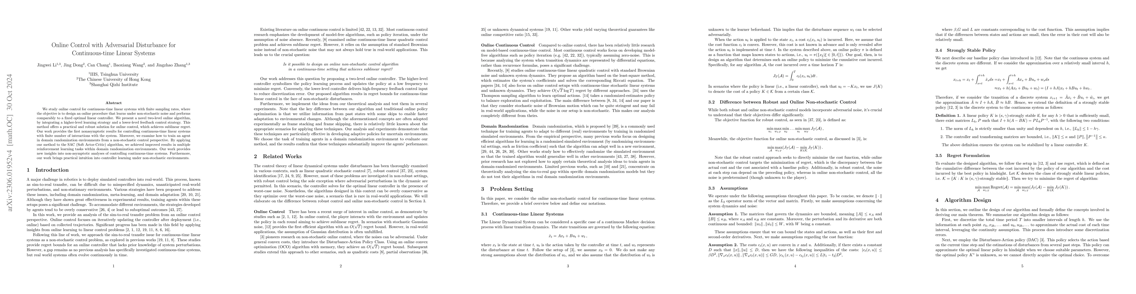 Thumbnail for Learning in Domain Randomization via Continuous Time Non-Stochastic
  Control