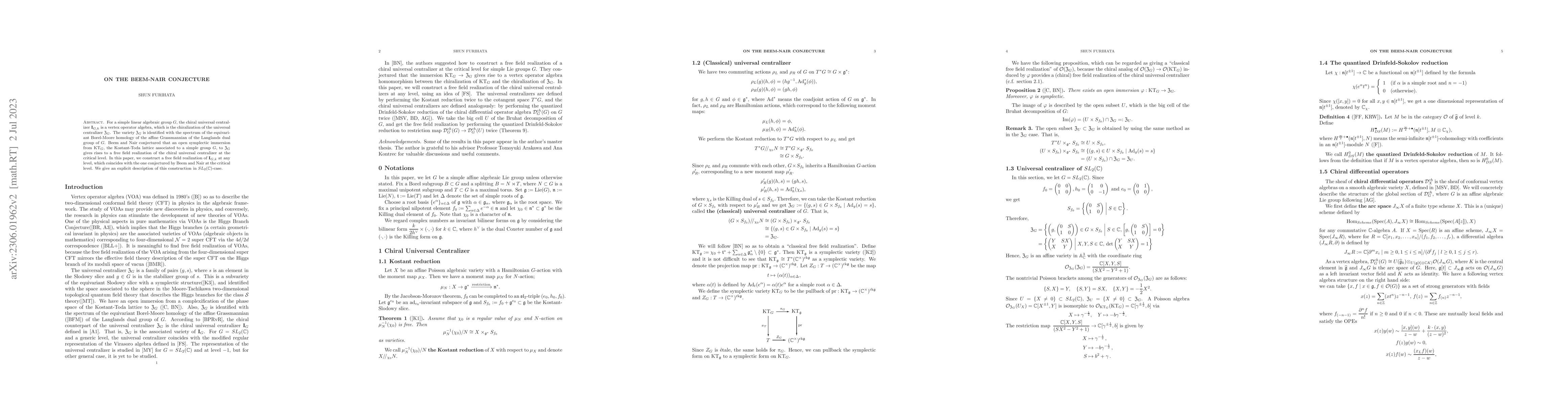 Thumbnail for On the Beem-Nair Conjecture
