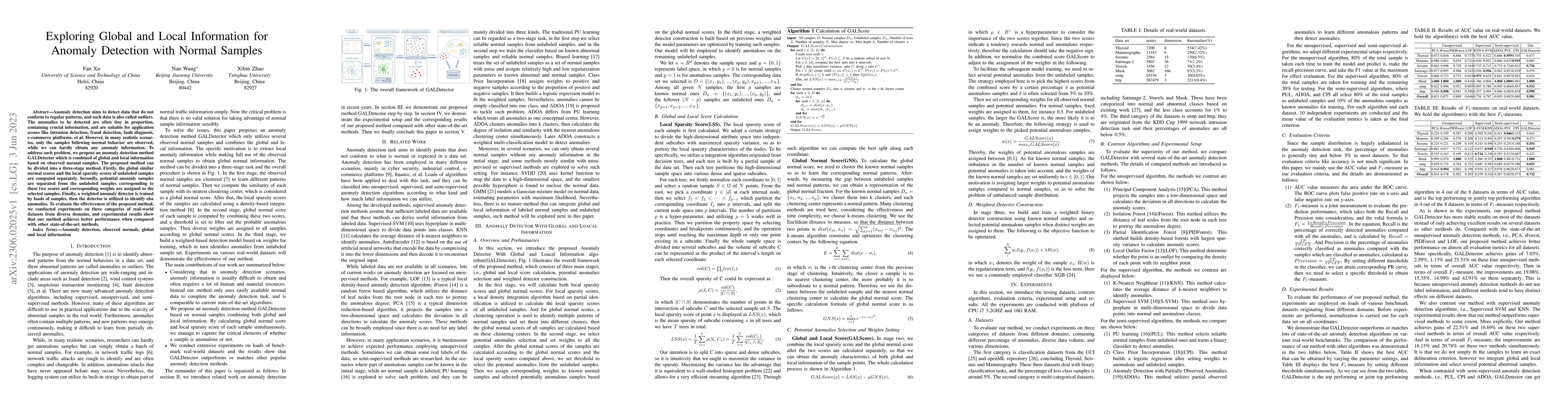 Thumbnail for Exploring Global and Local Information for Anomaly Detection with Normal
  Samples