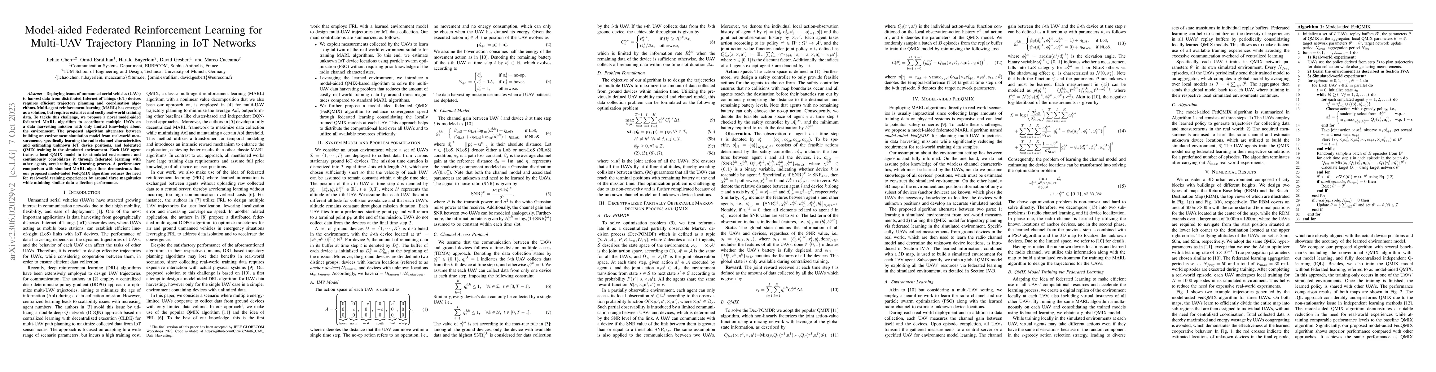 Thumbnail for Model-aided Federated Reinforcement Learning for Multi-UAV Trajectory
  Planning in IoT Networks
