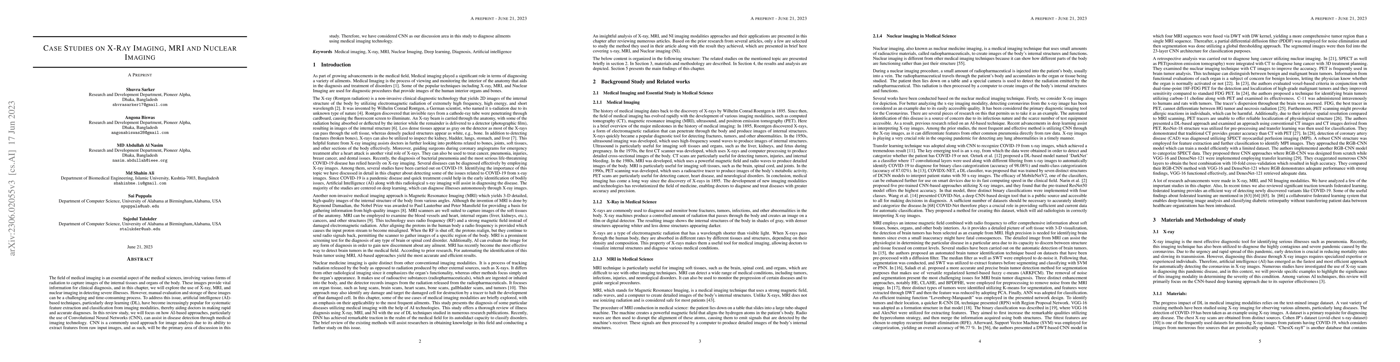 Thumbnail for Case Studies on X-Ray Imaging, MRI and Nuclear Imaging