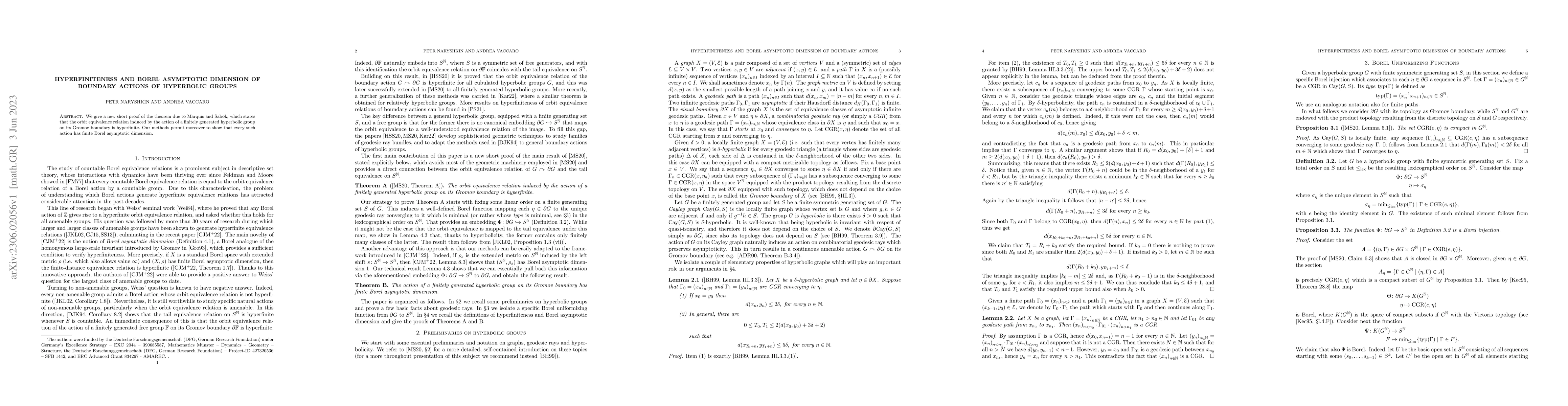Thumbnail for Hyperfiniteness and Borel asymptotic dimension of boundary actions of
  hyperbolic groups