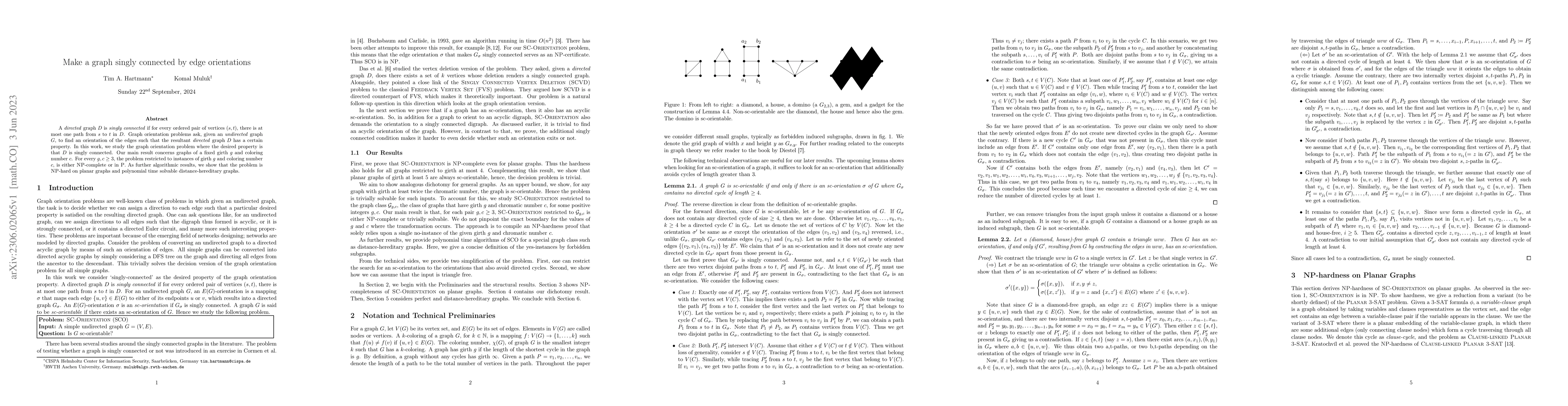 Thumbnail for Make a graph singly connected by edge orientations