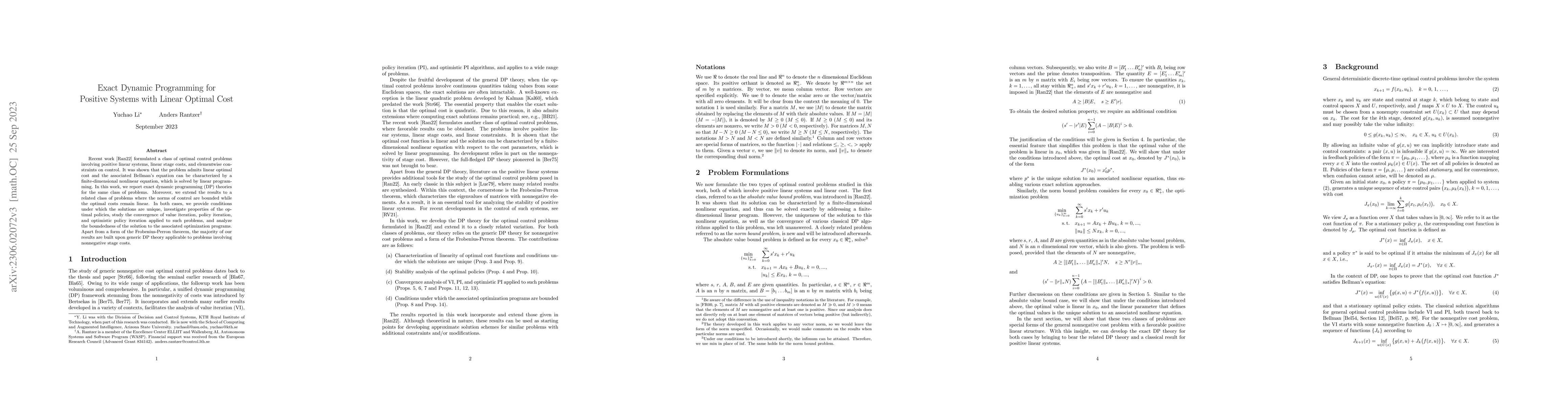 Thumbnail for Exact Dynamic Programming for Positive Systems with Linear Optimal Cost