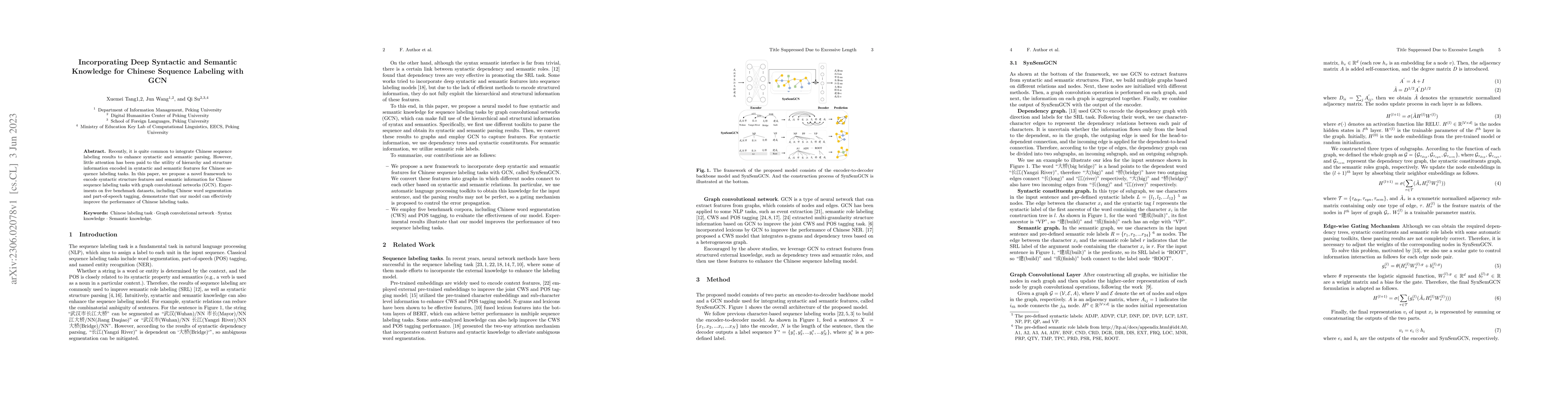 Thumbnail for Incorporating Deep Syntactic and Semantic Knowledge for Chinese Sequence
  Labeling with GCN