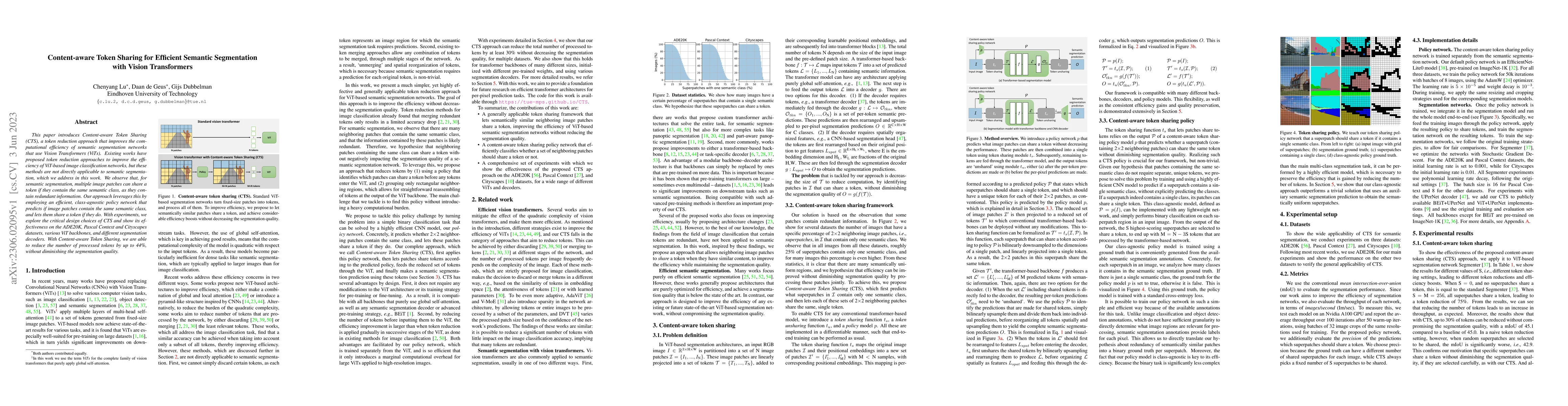 Thumbnail for Content-aware Token Sharing for Efficient Semantic Segmentation with
  Vision Transformers