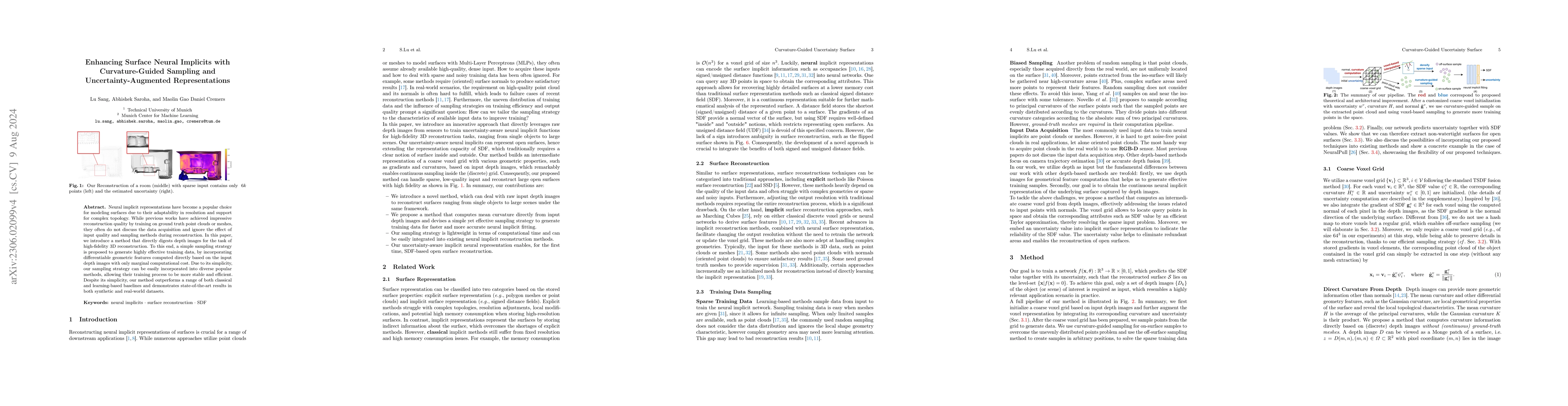 Thumbnail for Enhancing Surface Neural Implicits with Curvature-Guided Sampling and
  Uncertainty-Augmented Representations
