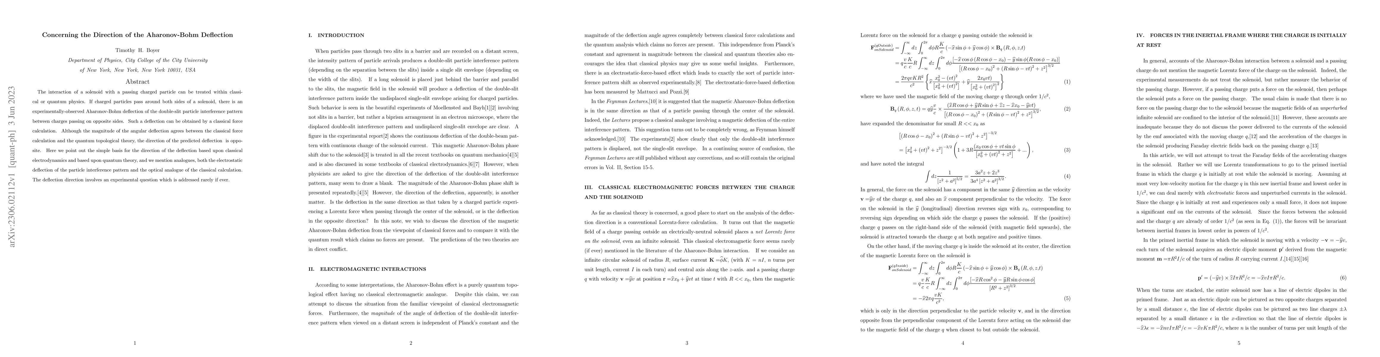 Thumbnail for Concerning the Direction of the Aharonov-Bohm Deflection