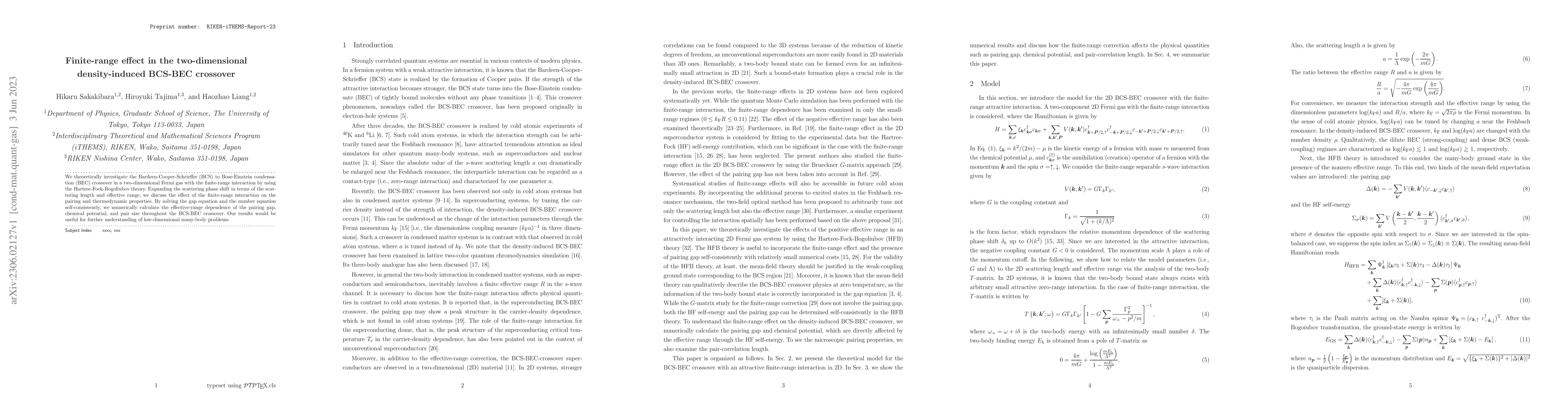 Thumbnail for Finite-range effect in the two-dimensional density-induced BCS-BEC
  crossover