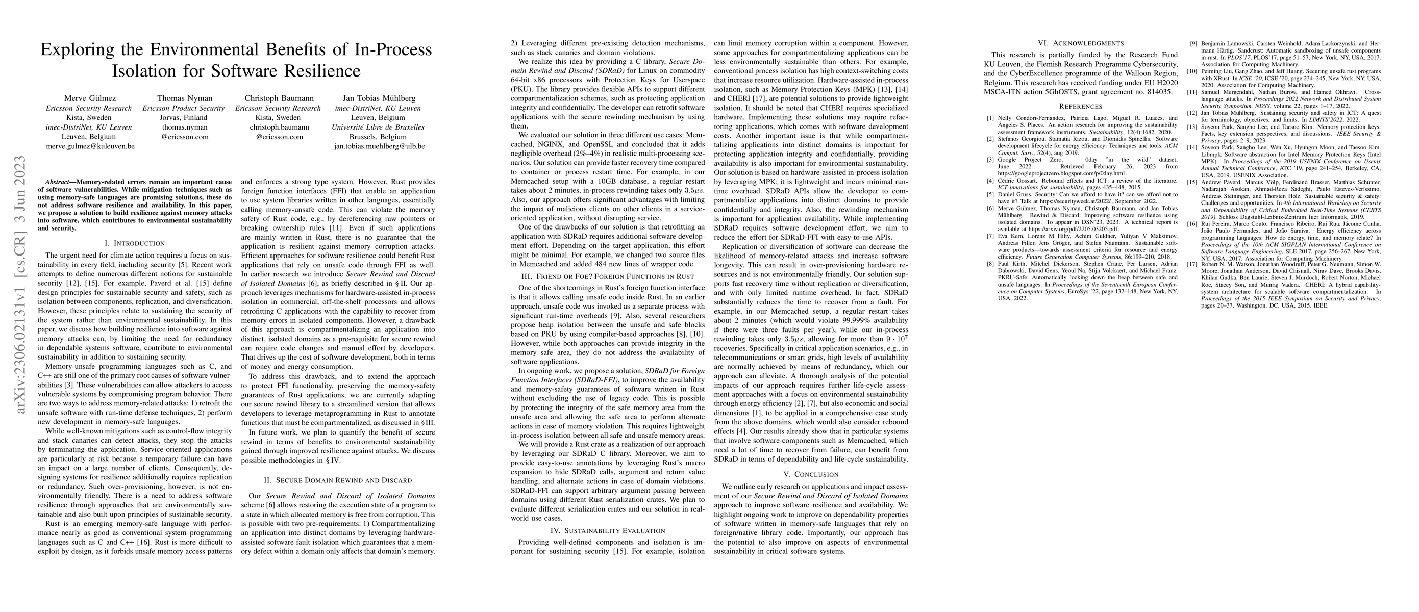 Thumbnail for Exploring the Environmental Benefits of In-Process Isolation for
  Software Resilience