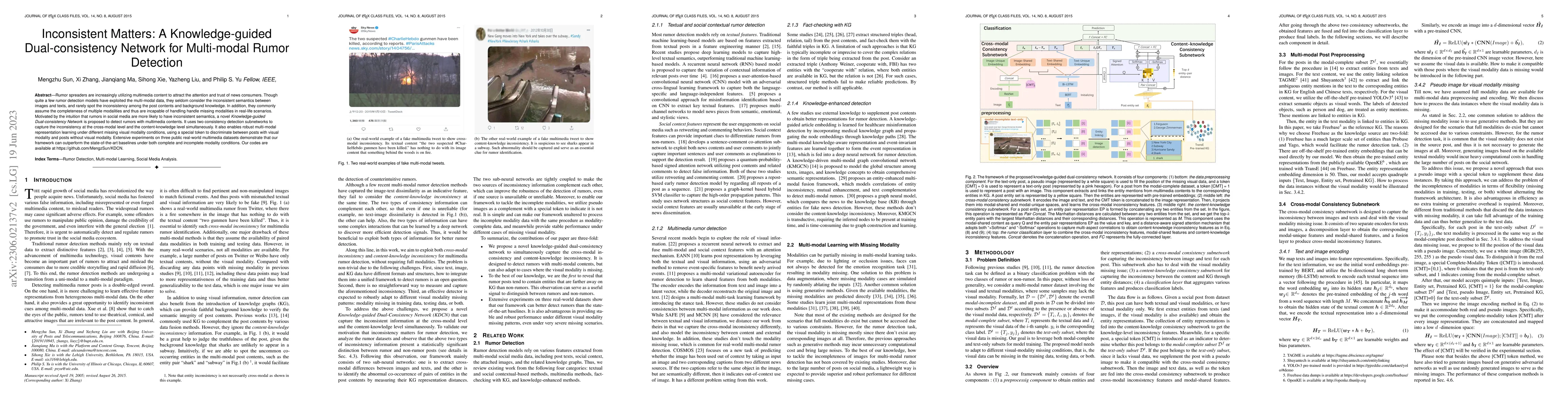 Thumbnail for Inconsistent Matters: A Knowledge-guided Dual-consistency Network for
  Multi-modal Rumor Detection