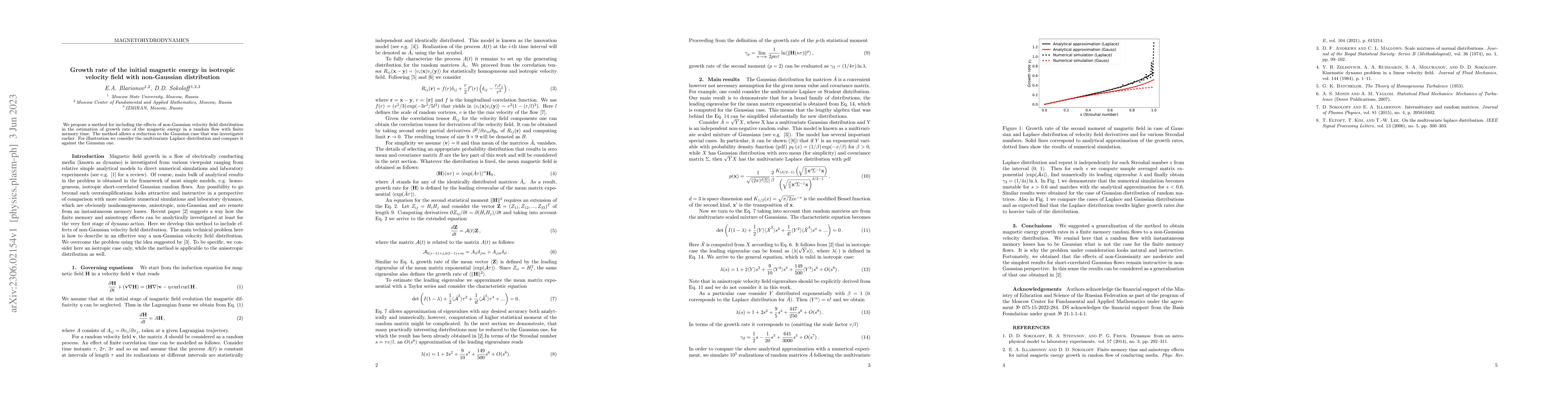 Thumbnail for Growth rate of the initial magnetic energy in isotropic velocity field
  with non-Gaussian distribution