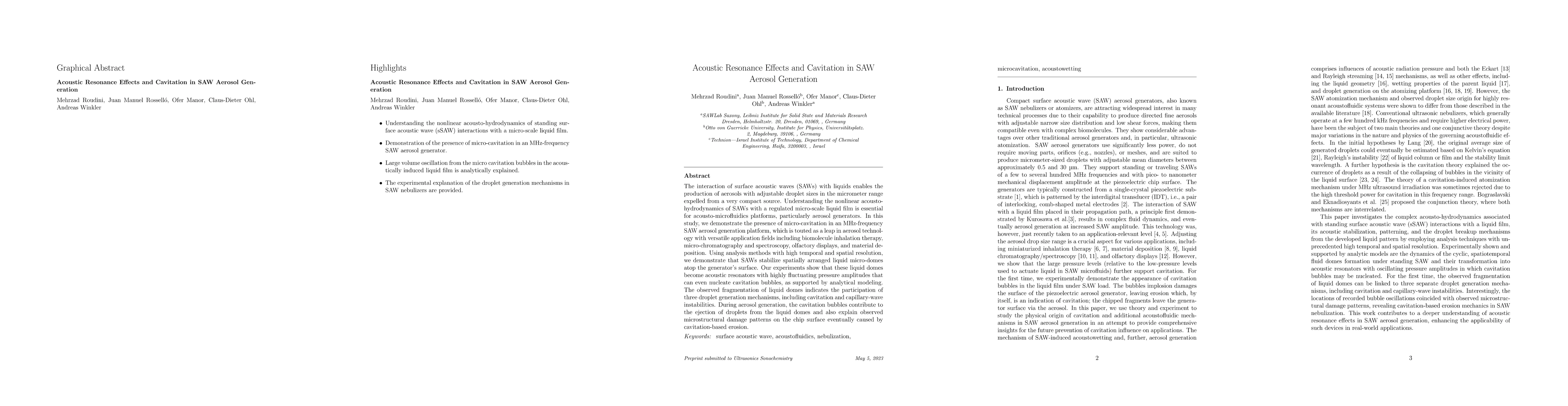 Thumbnail for Acoustic Resonance Effects and Cavitation in SAW Aerosol Generation
